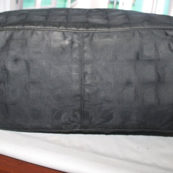 Authentic Chanel Italy Jacquard Leather Travel Line Tote Bag Purse Bag w freebie - Picture 14 of 16